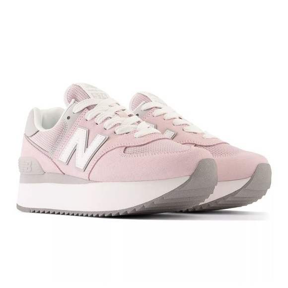 New Balance 574 + Platform Retro Running Shoes / Sneakers -Pink Stone - Picture 4 of 16